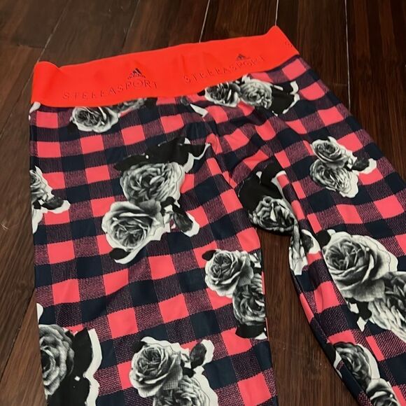 ADIDAS Stella Sport Leggings - Size Small - Red Checker Rose Spandex Leggings - Picture 5 of 6